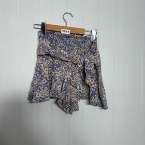 Patrons of Peace Floral Wrap Skort Blue Boho Ruffle Mini Y2K Cottagecore